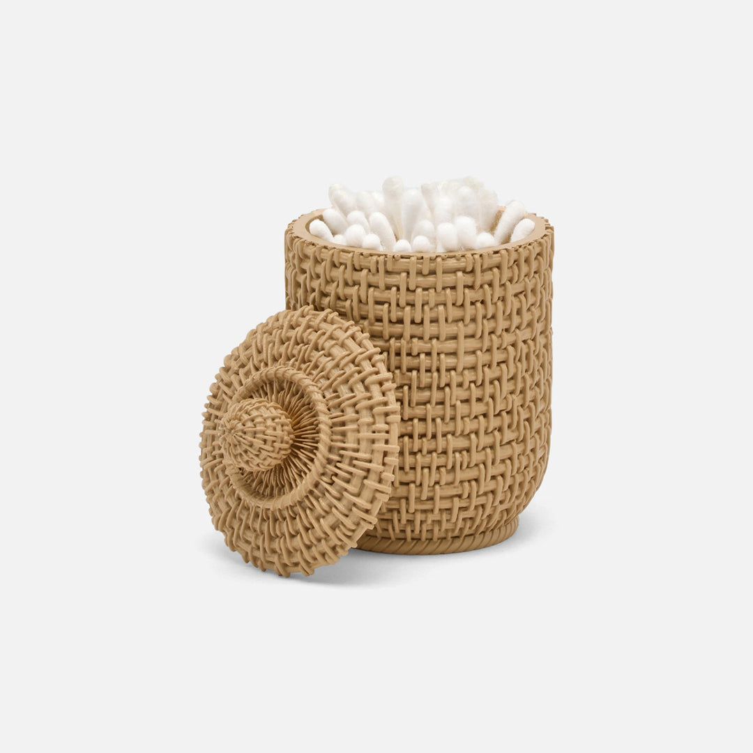 Nantes, Natural, Woven Textured, Canister, Round, Small, Resin
