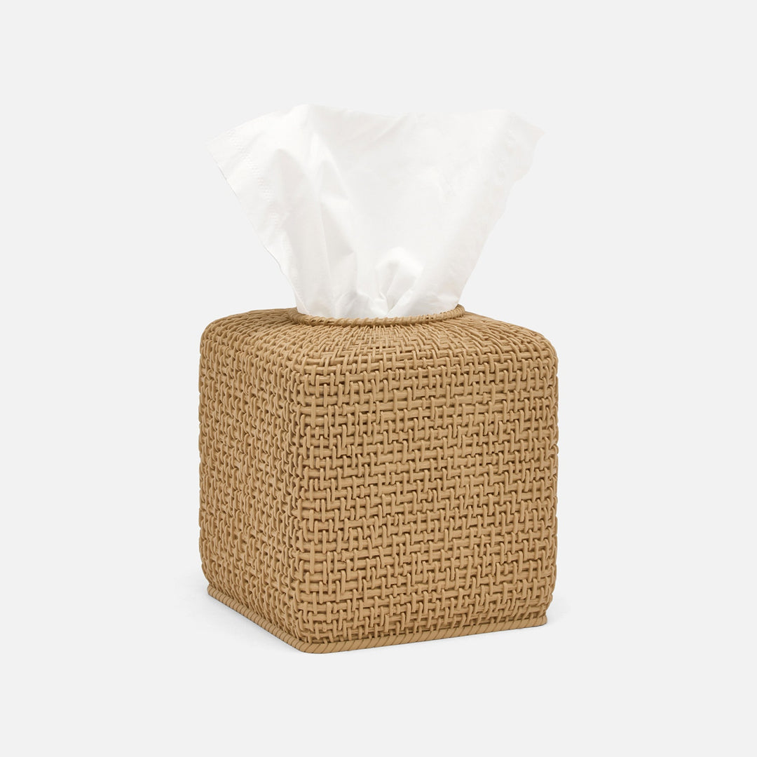 Nantes, Natural, Woven Textured, Tissue Box, Square Straight, Resin