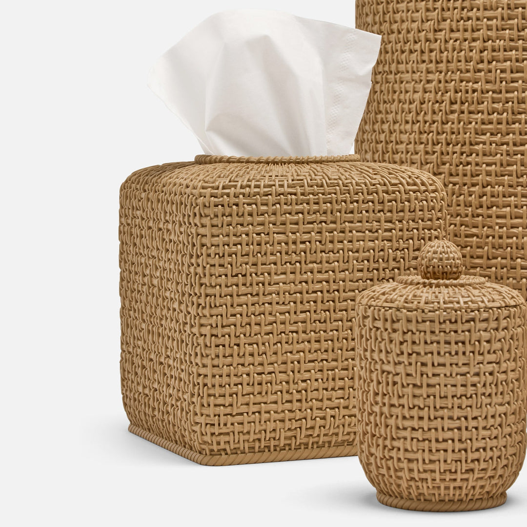 Nantes, Natural, Woven Textured, Tissue Box, Square Straight, Resin