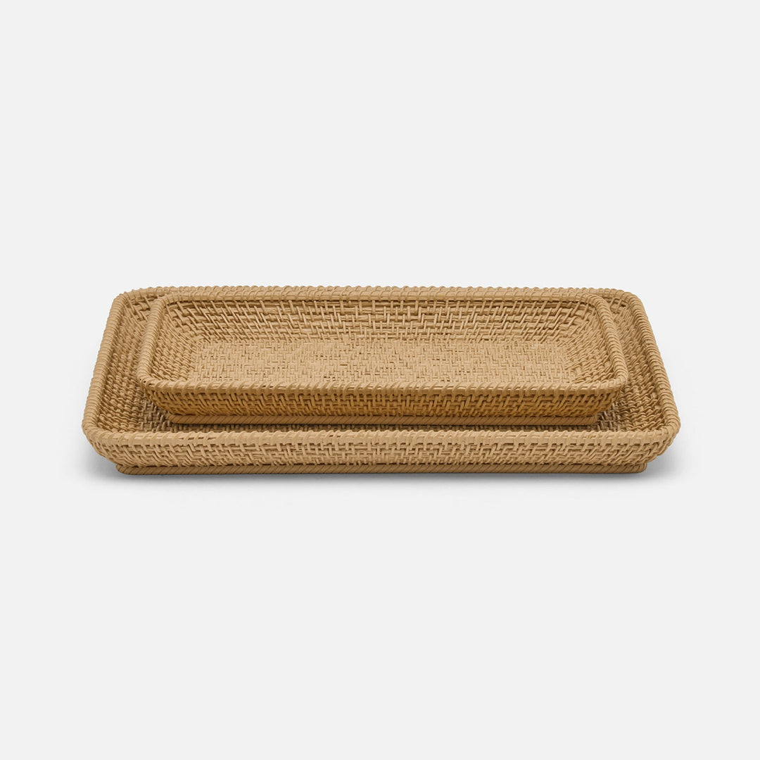 Nantes, Natural, Woven Textured, Nested Trays, Rectangular Tapered, Resin, S/2