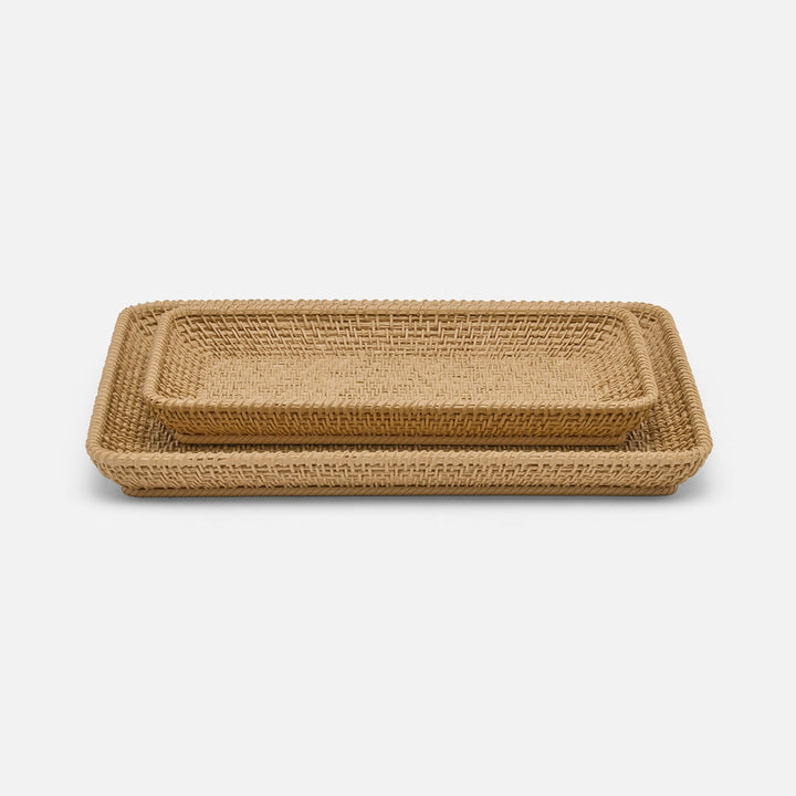 Nantes, Natural, Woven Textured, Nested Trays, Rectangular Tapered, Resin, S/2