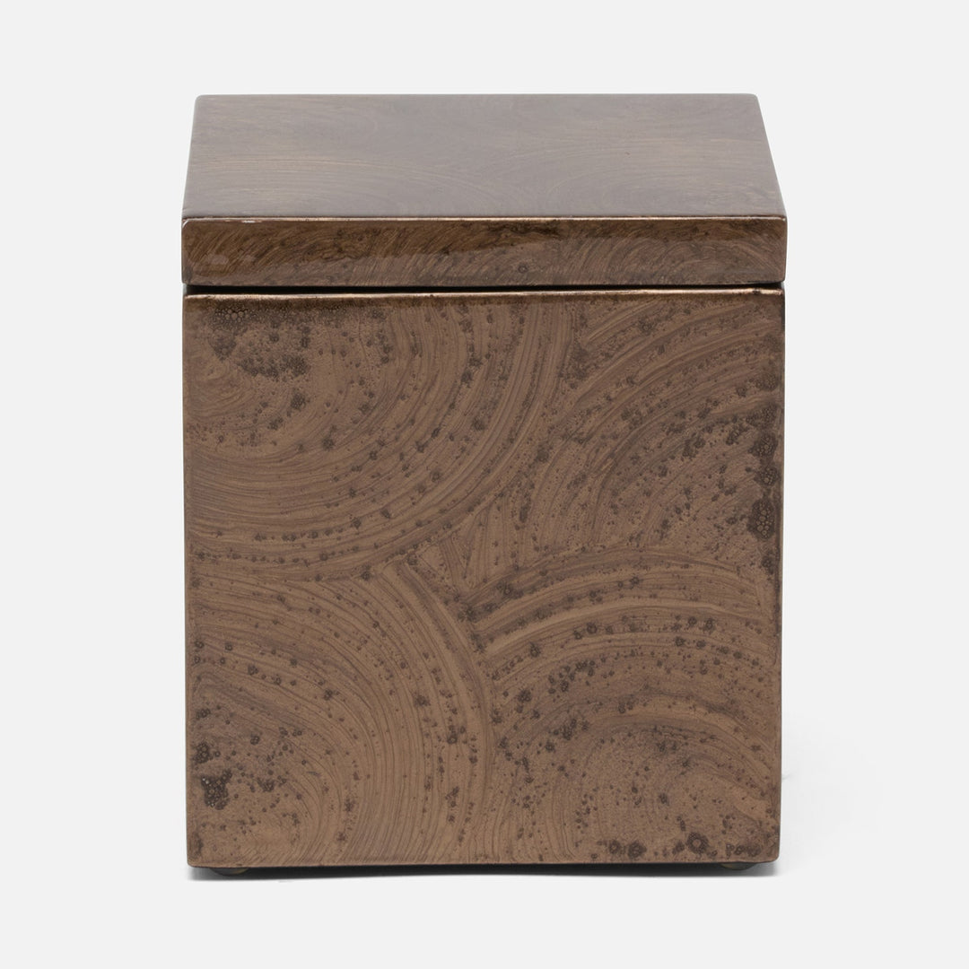 Navagio, Mocha, Canister, Square Straight, Large, Spiral Burl Resin