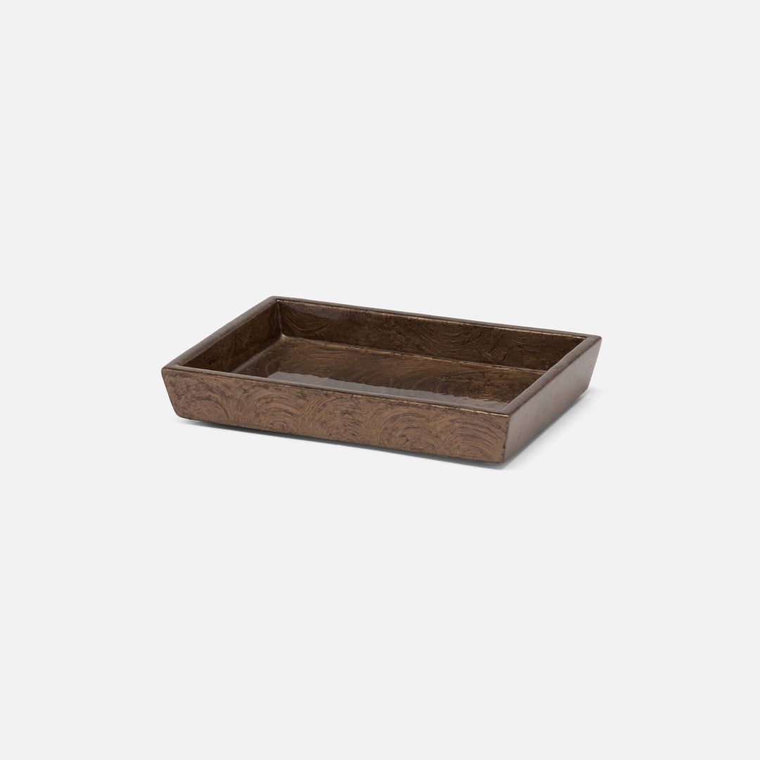 Navagio, Mocha, Soap Dish, Rectangular Tapered, Spiral Burl Resin