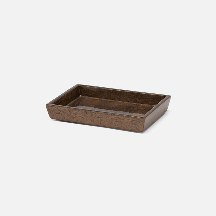 Navagio, Mocha, Soap Dish, Rectangular Tapered, Spiral Burl Resin