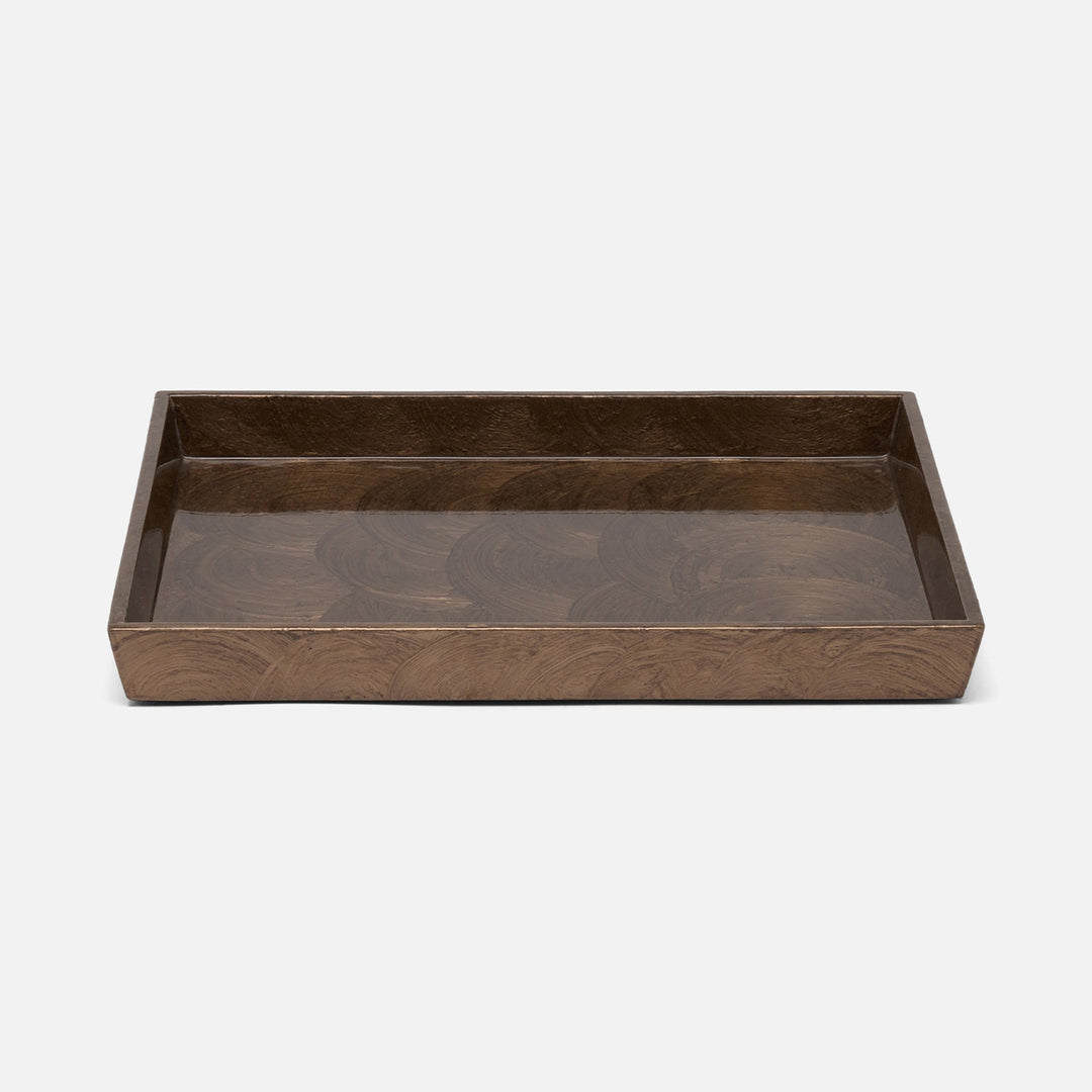 Navagio, Mocha, Tray, Rectangular Tapered, Large, Spiral Burl Resin