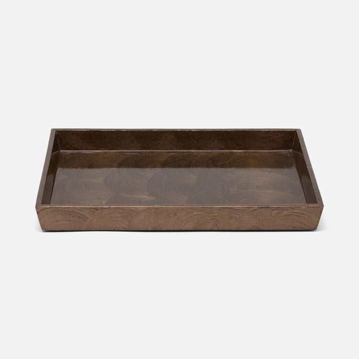 Navagio, Mocha, Tray, Rectangular Tapered, Large, Spiral Burl Resin