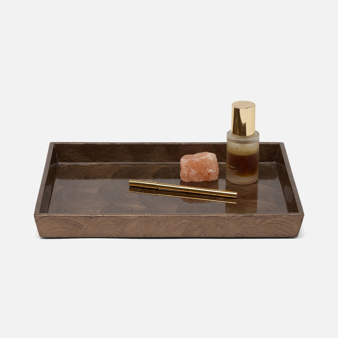 Navagio, Mocha, Tray, Rectangular Tapered, Large, Spiral Burl Resin