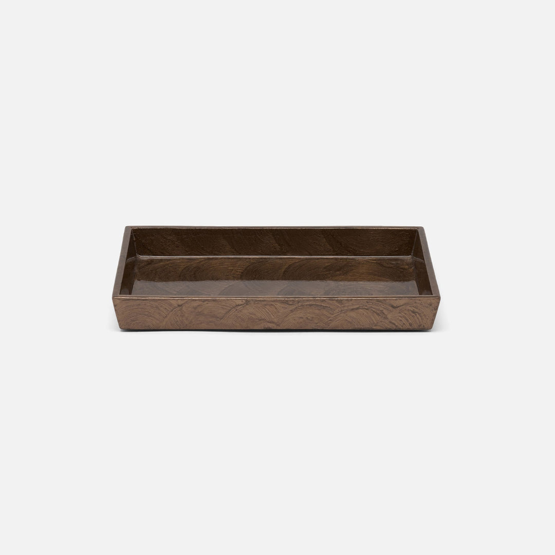 Navagio, Mocha, Tray, Rectangular Tapered, Small, Spiral Burl Resin
