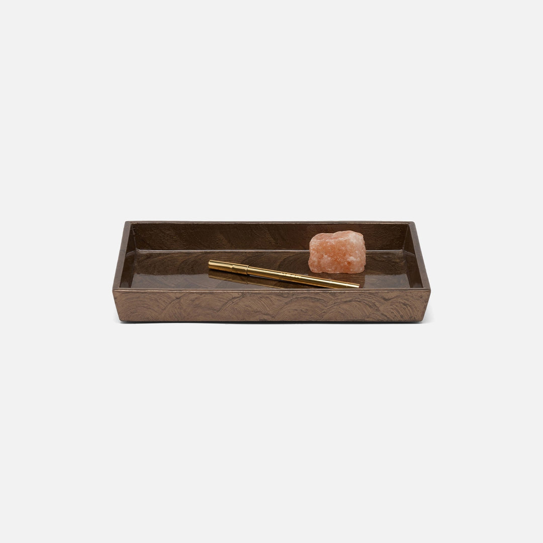 Navagio, Mocha, Tray, Rectangular Tapered, Small, Spiral Burl Resin