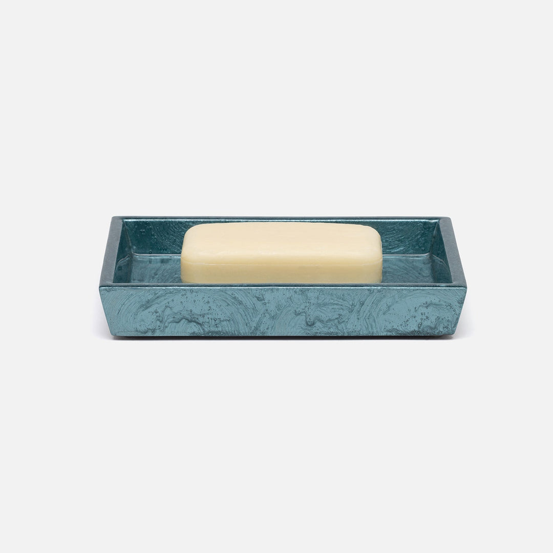 Navagio, Topaz, Soap Dish, Rectangular Tapered, Spiral Burl Resin
