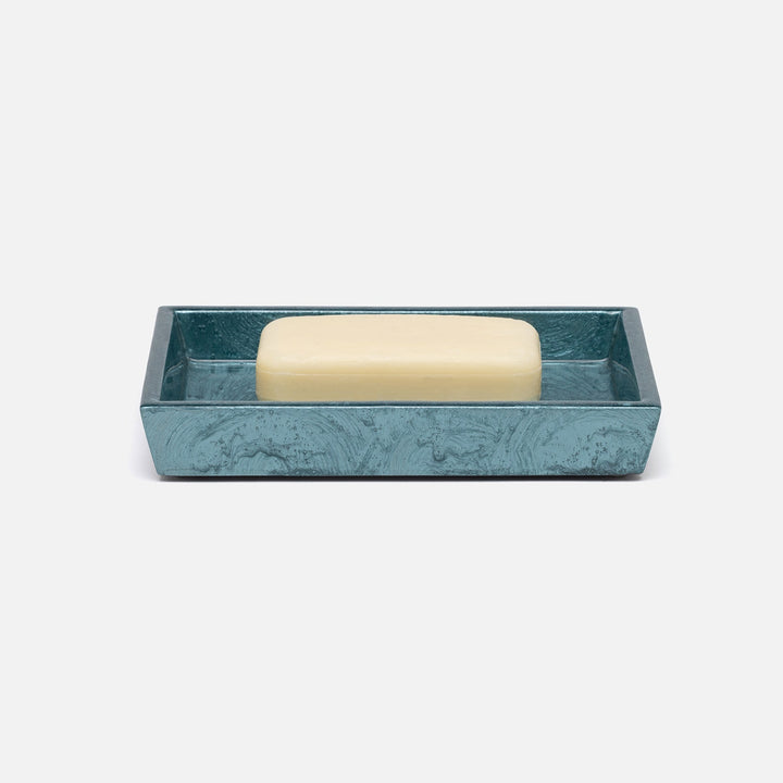Navagio, Topaz, Soap Dish, Rectangular Tapered, Spiral Burl Resin