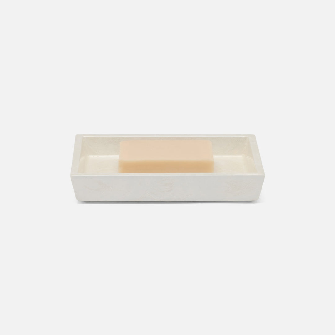 Navagio, White, Soap Dish, Rectangular Tapered, Spiral Burl Resin