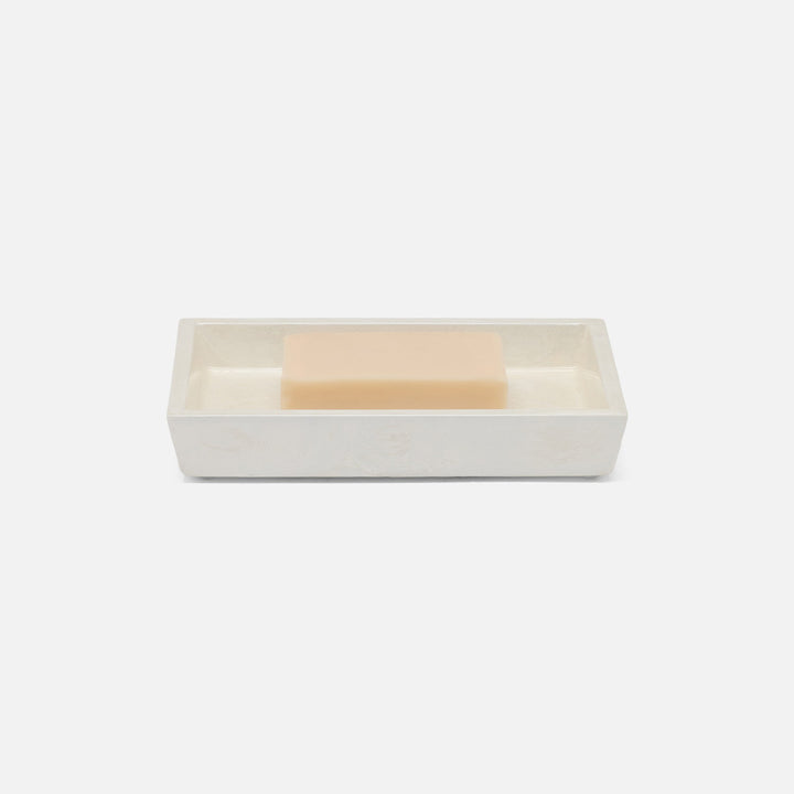 Navagio, White, Soap Dish, Rectangular Tapered, Spiral Burl Resin