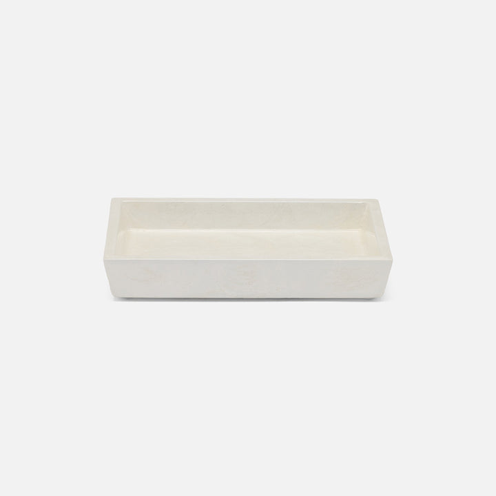 Navagio, White, Soap Dish, Rectangular Tapered, Spiral Burl Resin