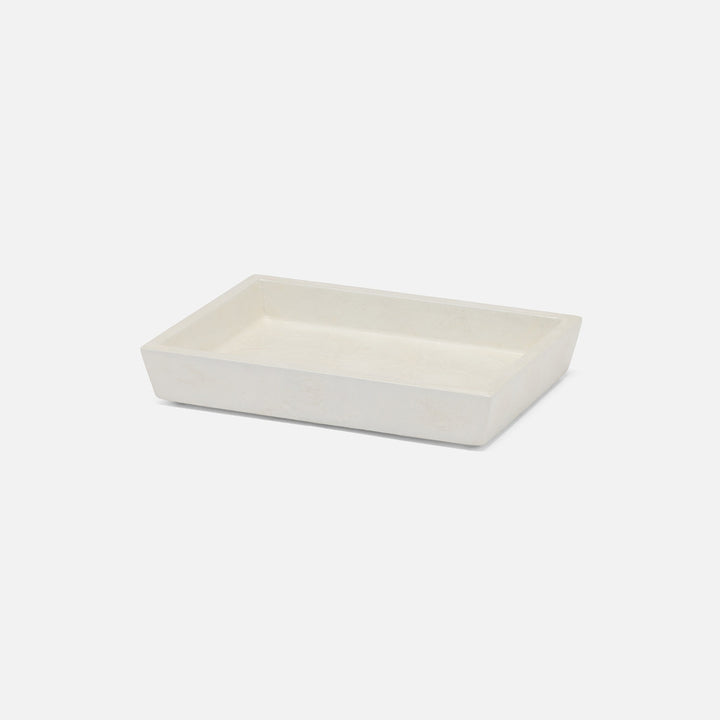 Navagio, White, Soap Dish, Rectangular Tapered, Spiral Burl Resin