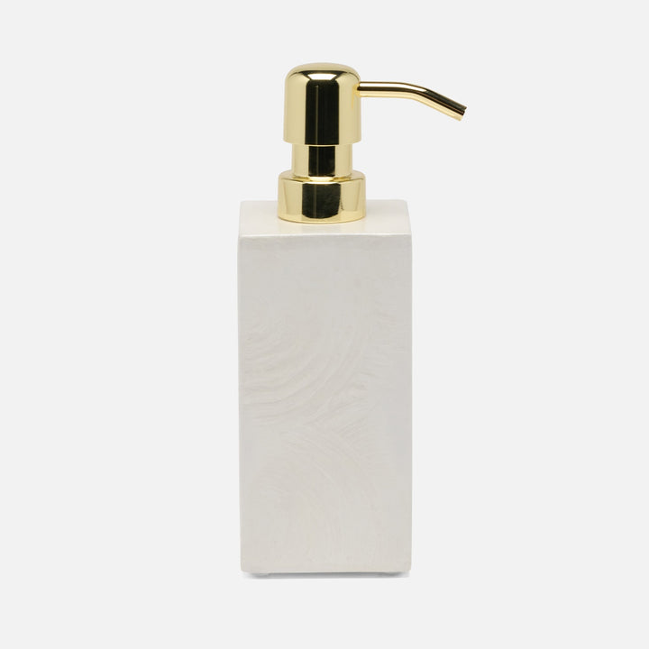 Navagio, White, Soap Pump, Square Straight, Spiral Burl Resin