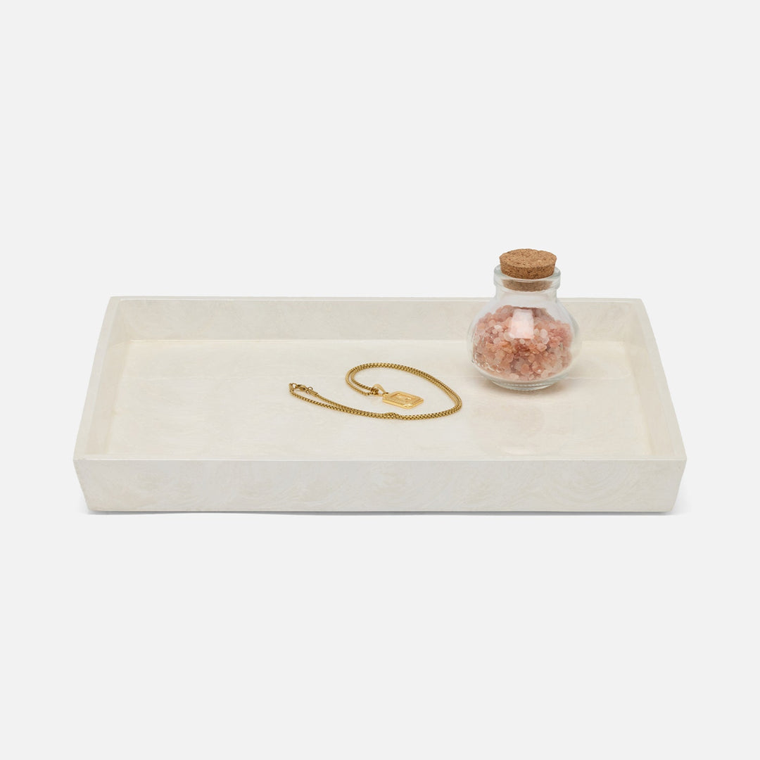 Navagio, White, Tray, Rectangular Tapered, Large, Spiral Burl Resin