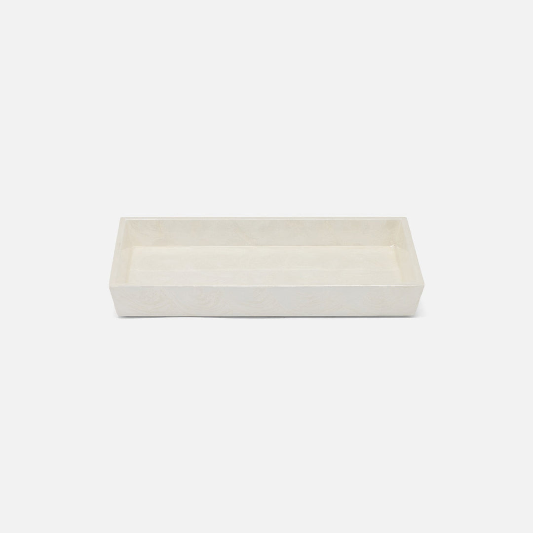 Navagio, White, Tray, Rectangular Tapered, Small, Spiral Burl Resin
