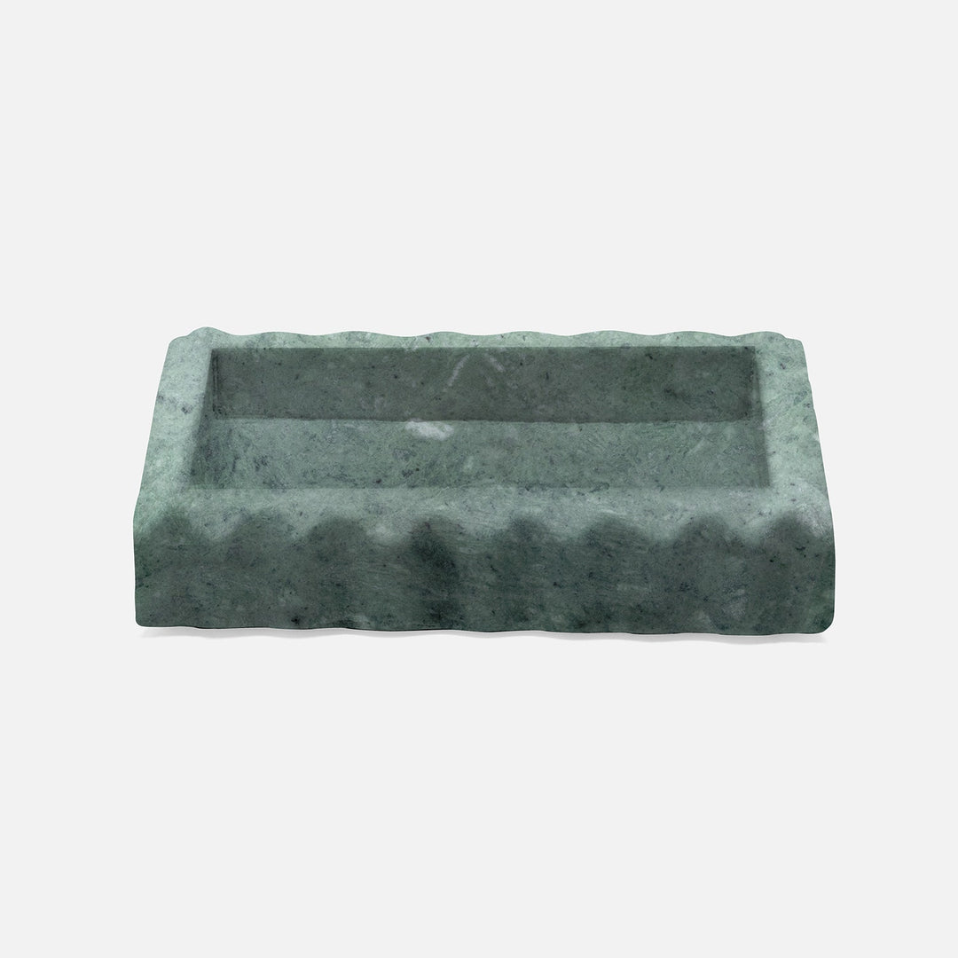Proviso, Dark Jade, Soap Dish, Rectangular Straight, Fluted Marble