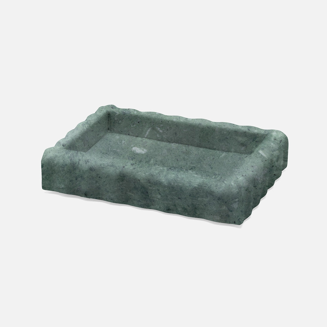 Proviso, Dark Jade, Soap Dish, Rectangular Straight, Fluted Marble