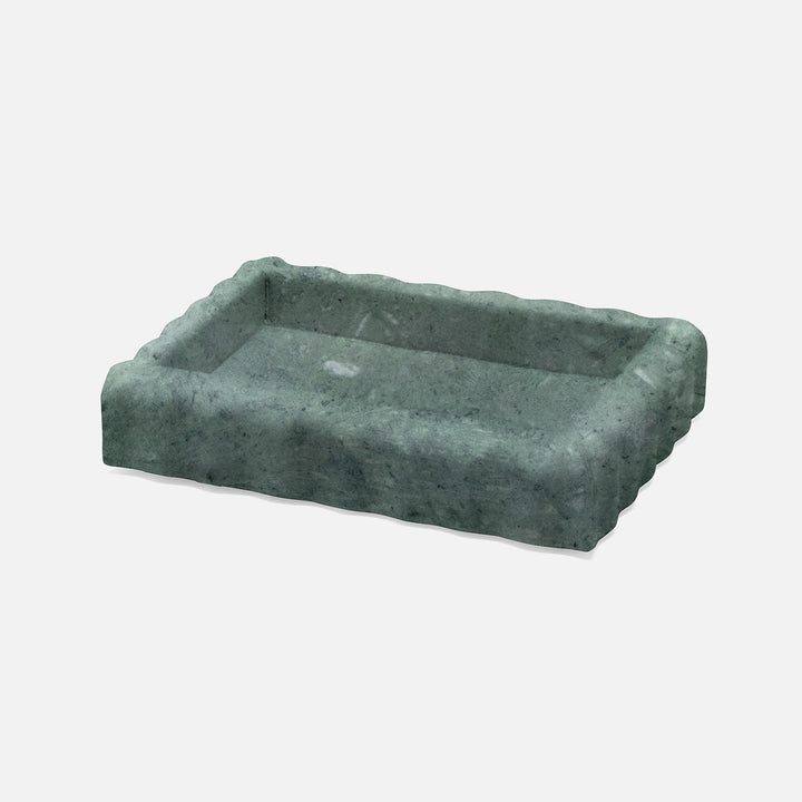 Proviso, Dark Jade, Soap Dish, Rectangular Straight, Fluted Marble
