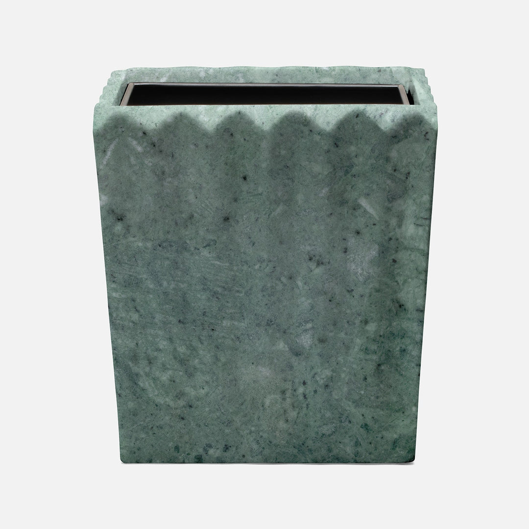 Proviso, Dark Jade, Wastebasket, Rectangular Tapered, Fluted Marble