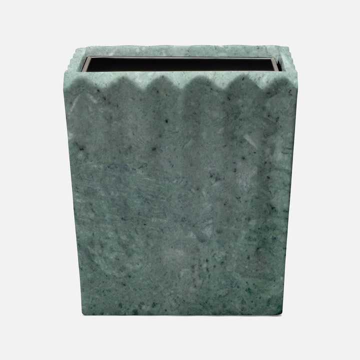 Proviso, Dark Jade, Wastebasket, Rectangular Tapered, Fluted Marble