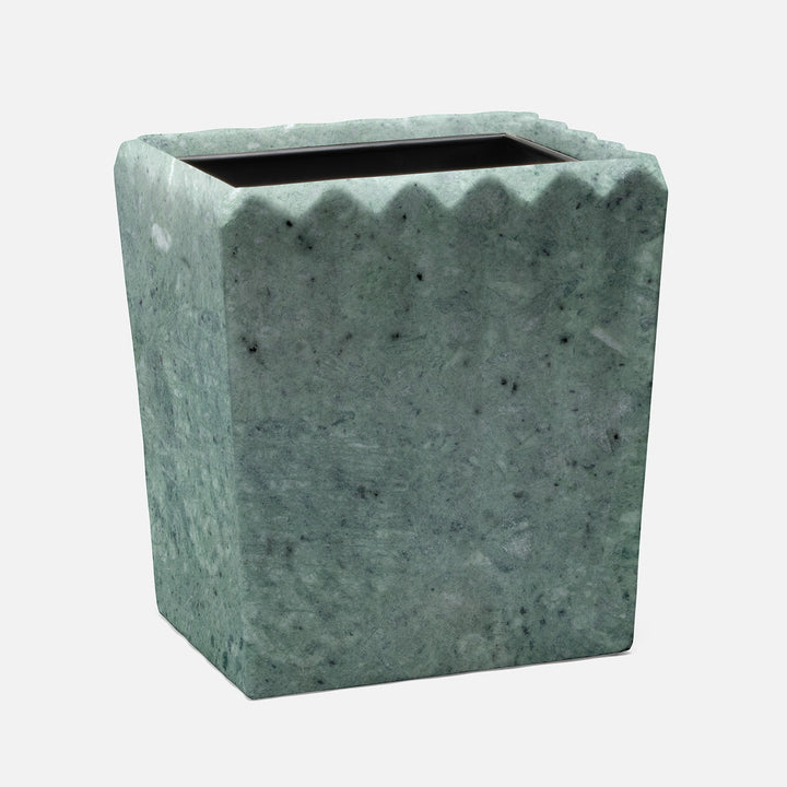 Proviso, Dark Jade, Wastebasket, Rectangular Tapered, Fluted Marble
