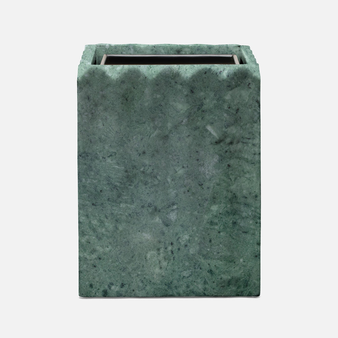 Proviso, Dark Jade, Wastebasket, Square Straight, Fluted Marble