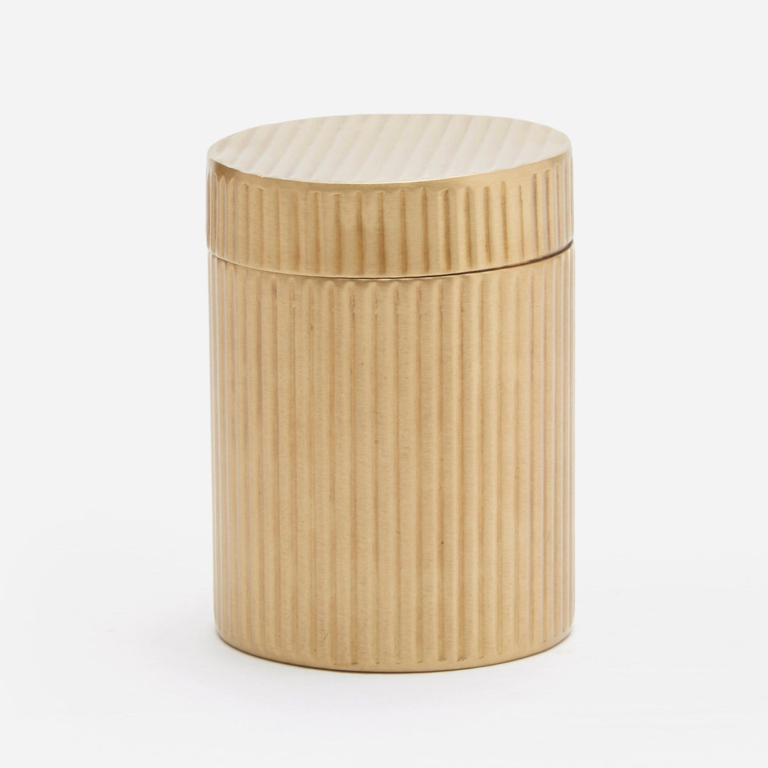 Redon, Antique Brass, Canister, Small, Round, Ribbed Metal