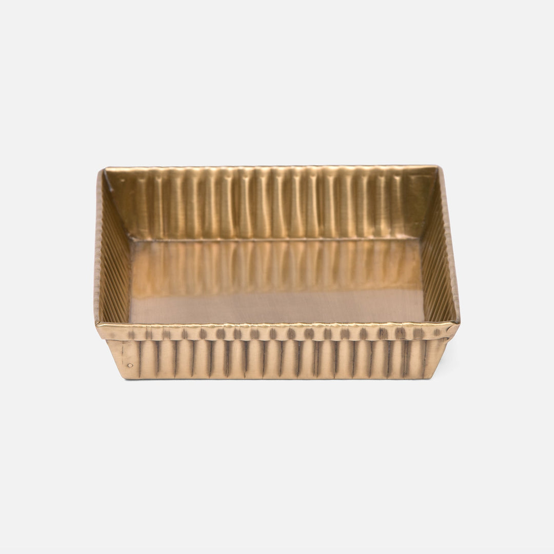 Redon, Antique Brass, Soap Dish, Square, Ribbed Metal