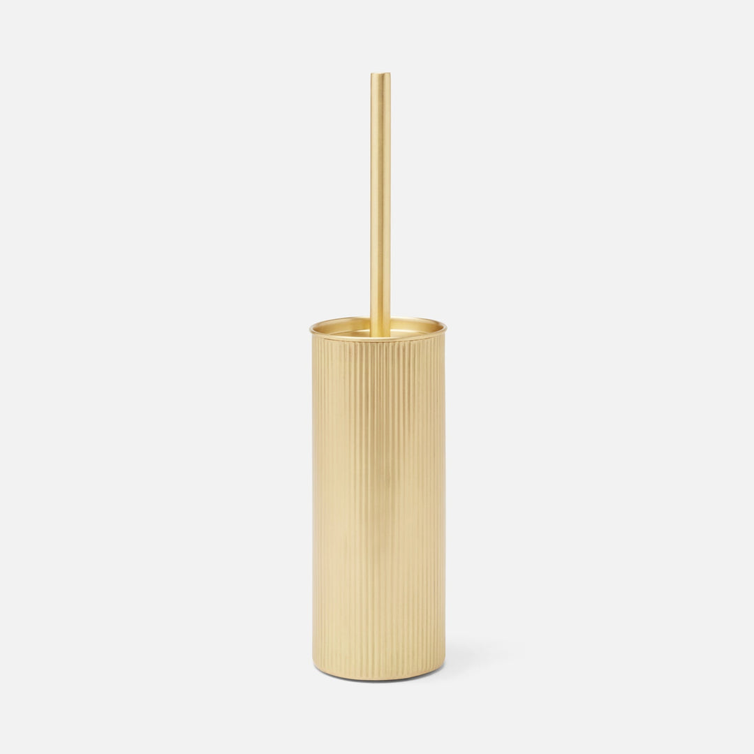 Redon, Antique Brass, Toilet Brush Holder, Round, Ribbed Metal