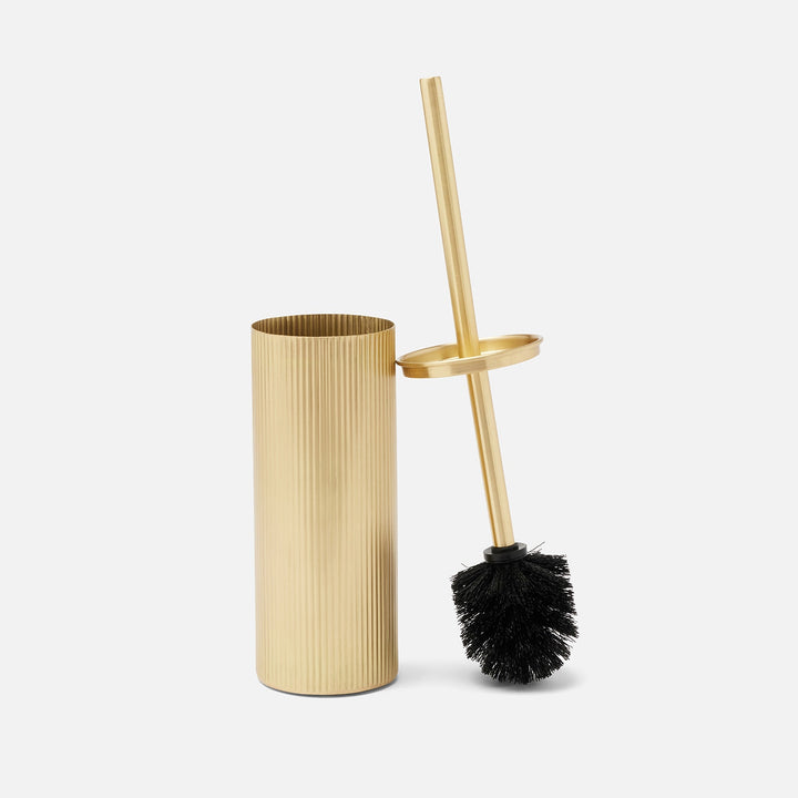 Redon, Antique Brass, Toilet Brush Holder, Round, Ribbed Metal