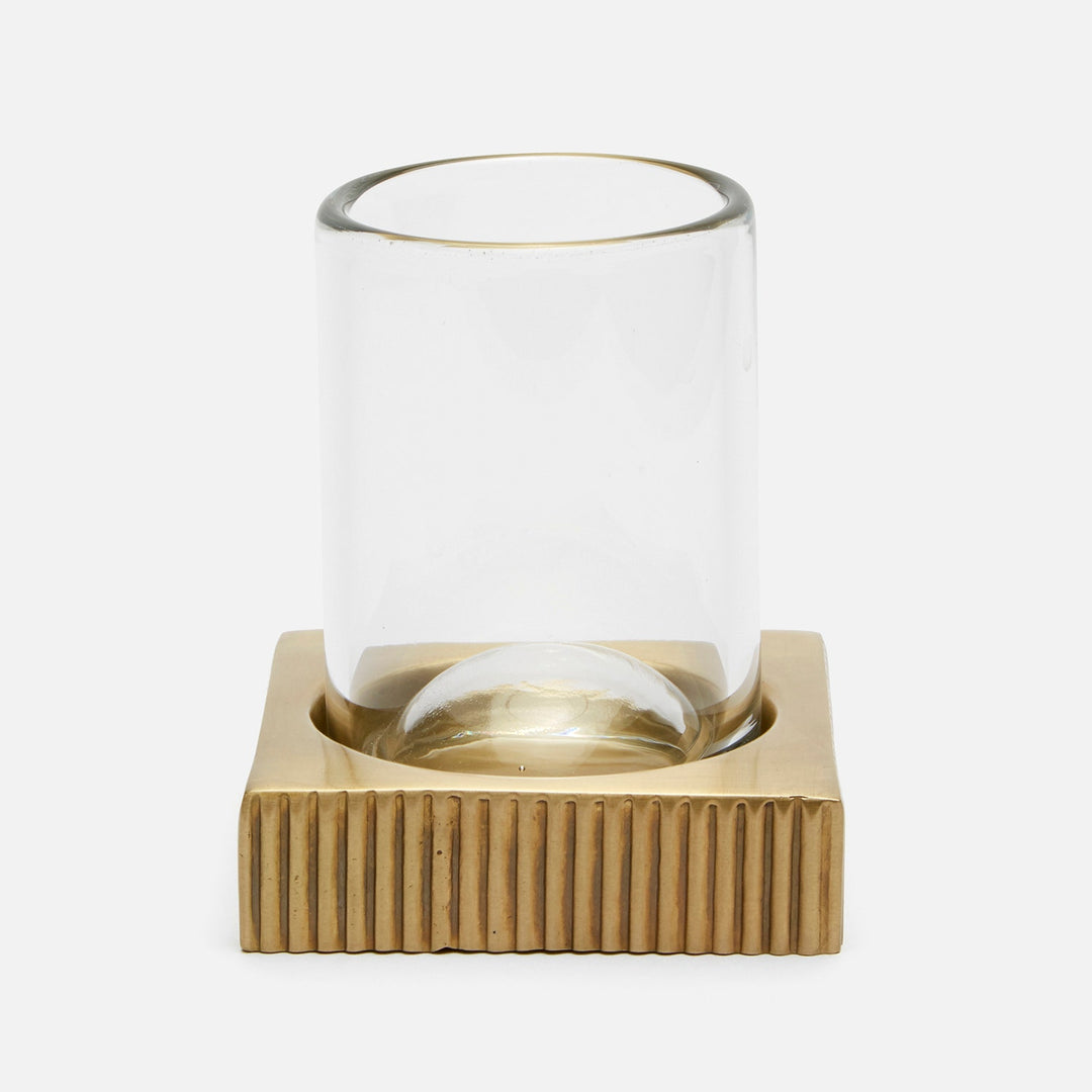 Redon, Antique Brass, Tumbler Set, Square Straight, Ribbed Metal, M/2