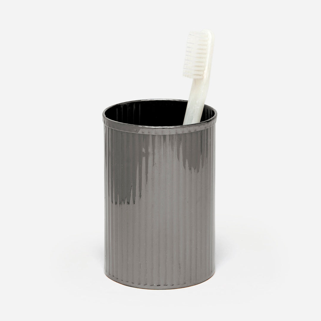 Redon, Black Nickel, Brush Holder, Round Straight, Ribbed Metal