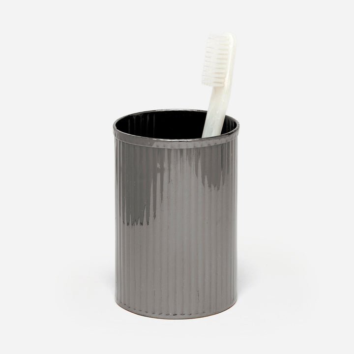 Redon, Black Nickel, Brush Holder, Round Straight, Ribbed Metal