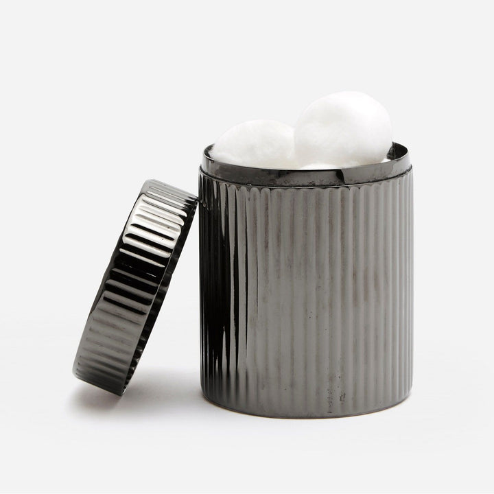 Redon, Black Nickel, Canister, Small, Round, Ribbed Metal