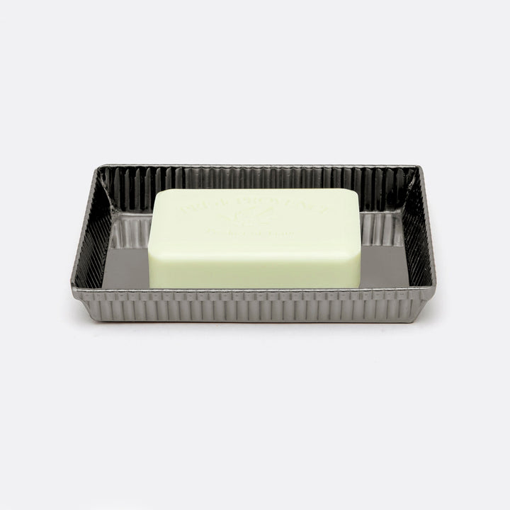 Redon, Black Nickel, Soap Dish, Rectangular Tapered, Ribbed Metal