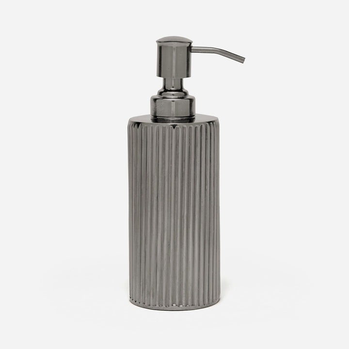 Redon, Black Nickel, Soap Pump, Round Straight, Ribbed Metal