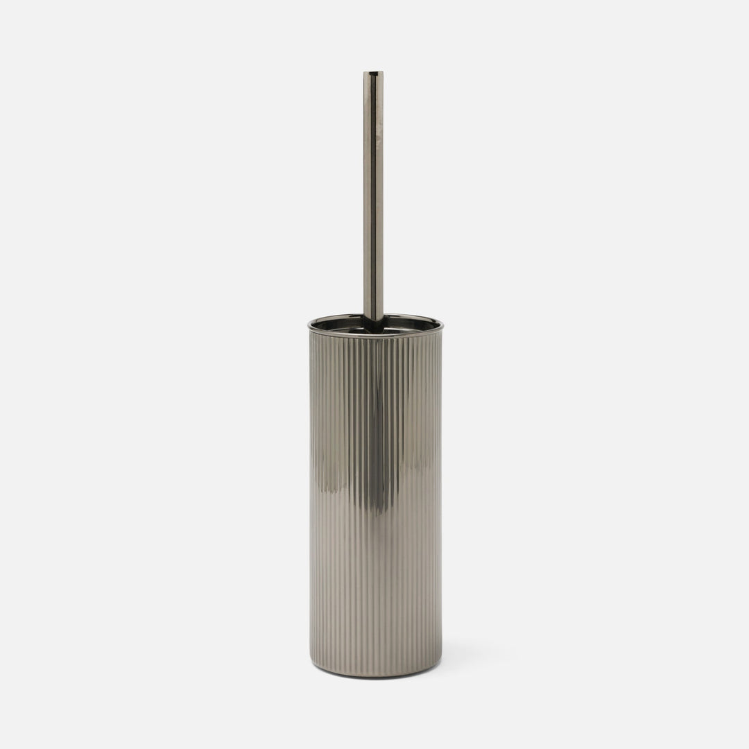 Redon, Black Nickel, Toilet Brush Holder, Round, Ribbed Metal