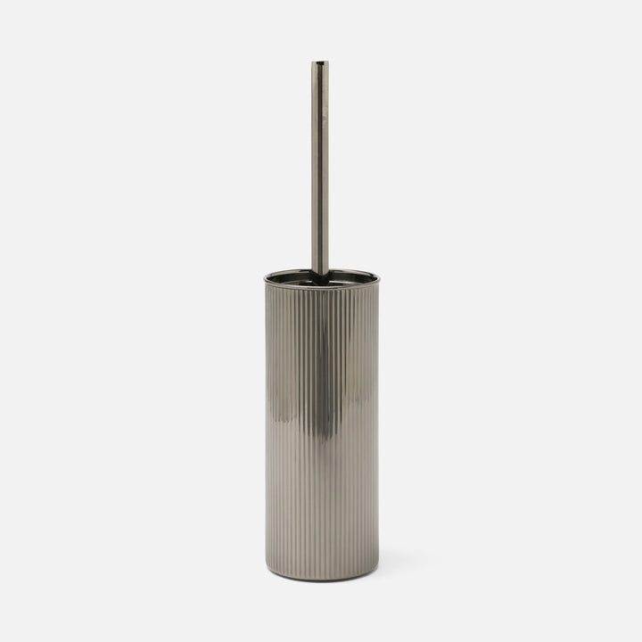 Redon, Black Nickel, Toilet Brush Holder, Round, Ribbed Metal