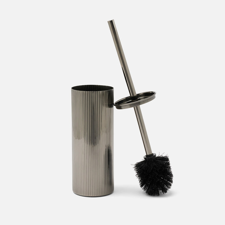 Redon, Black Nickel, Toilet Brush Holder, Round, Ribbed Metal