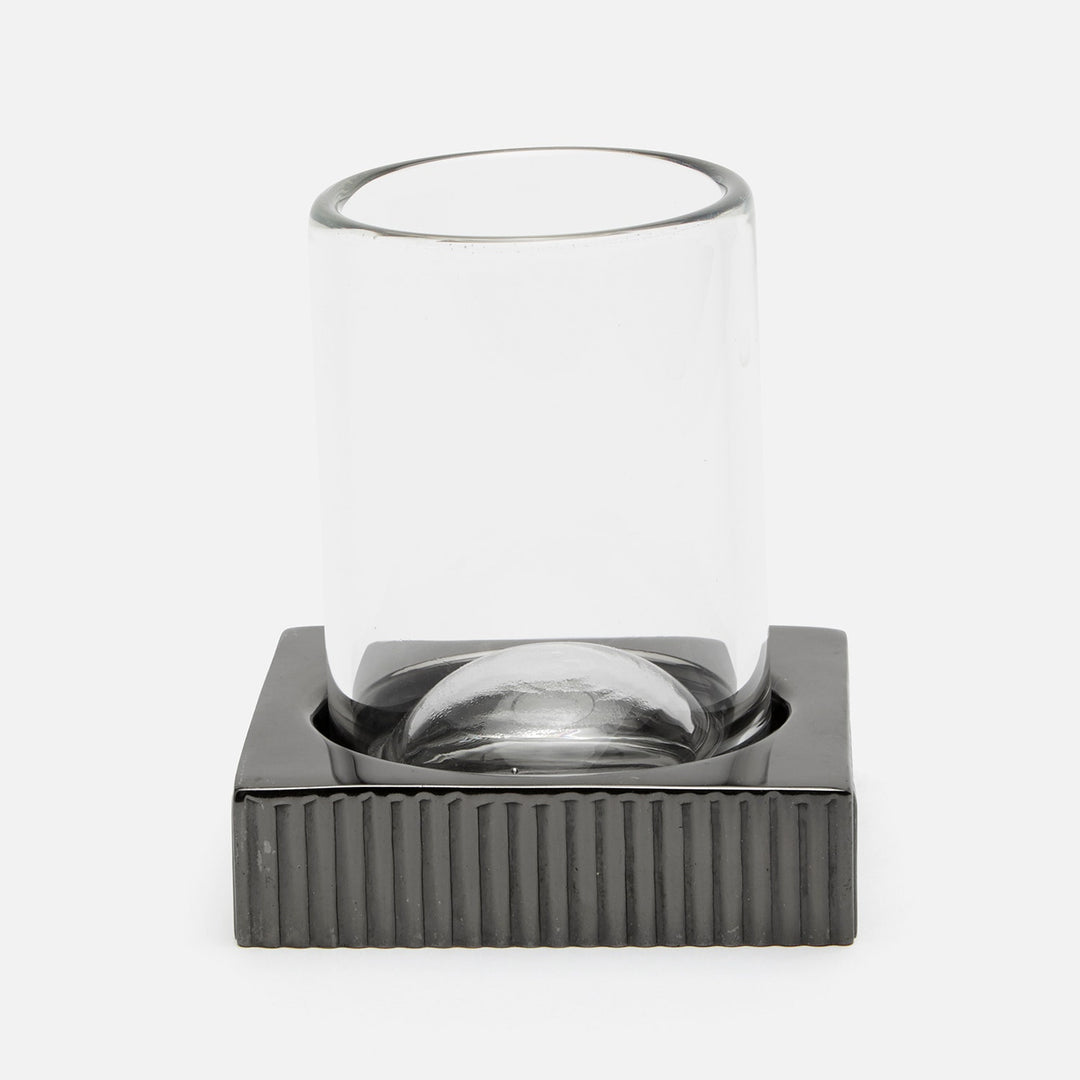 Redon, Black Nickel, Tumbler Set, Square Straight, Ribbed Metal, M/2