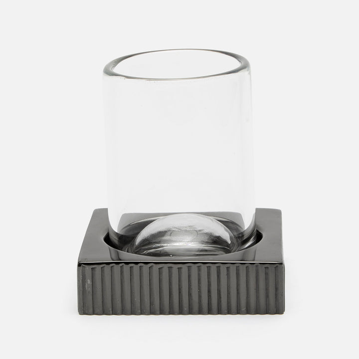 Redon, Black Nickel, Tumbler Set, Square Straight, Ribbed Metal, M/2