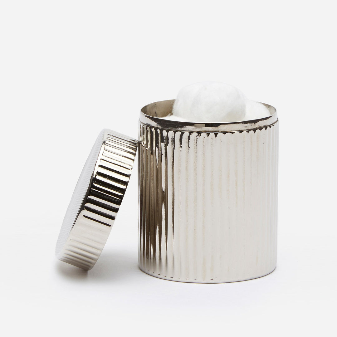 Redon, Shiny Nickel, Canister, Small, Round, Ribbed Metal