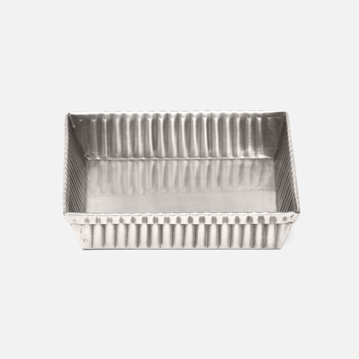 Redon, Shiny Nickel, Soap Dish, Square, Ribbed Metal