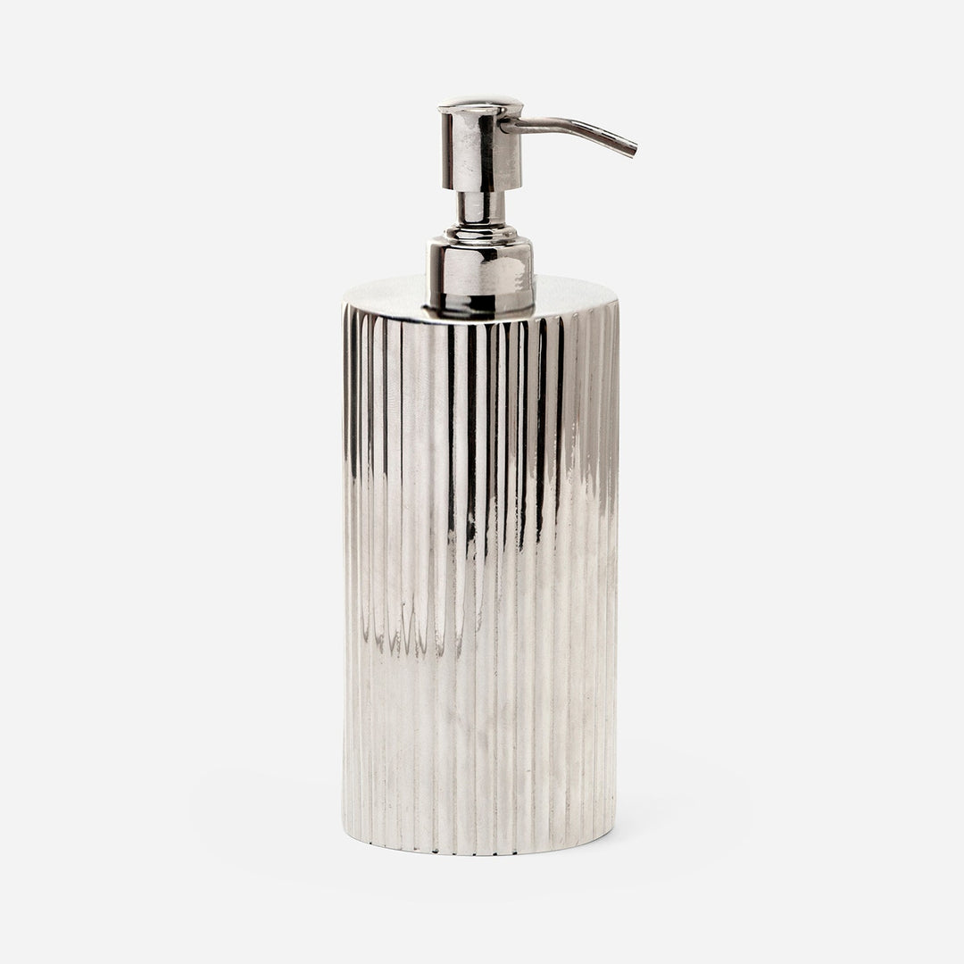 Redon, Shiny Nickel, Xl Soap Pump, Ribbed Metal