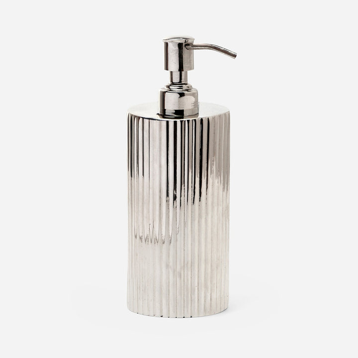 Redon, Shiny Nickel, Xl Soap Pump, Ribbed Metal