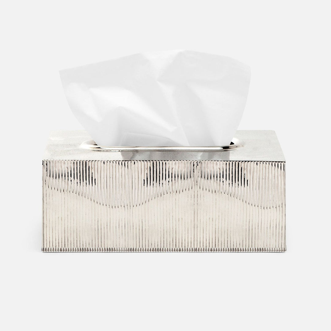 Redon, Shiny Nickel, Tissue Box, Rs, Ribbed Metal
