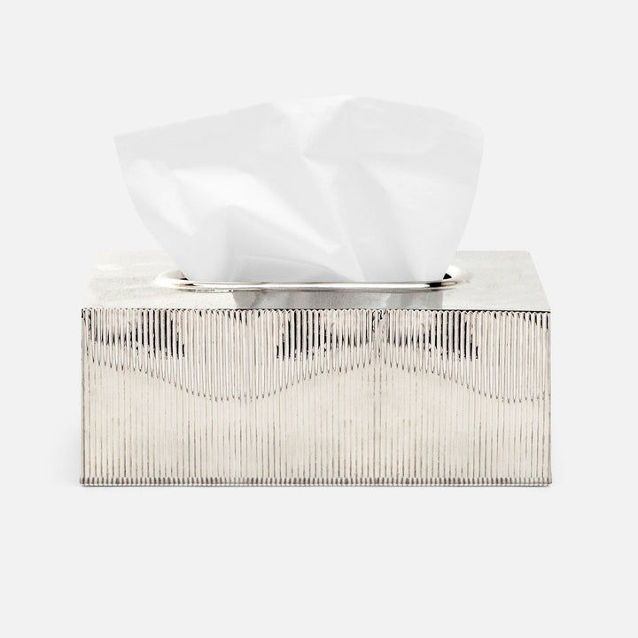 Redon, Shiny Nickel, Tissue Box, Rs, Ribbed Metal